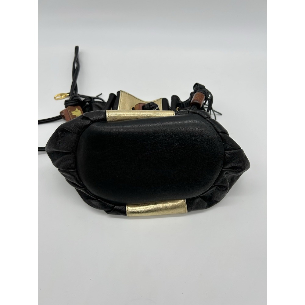 LouLou De la Falaise Vintage Black leather shoulder bag Wooden Accents - Picture 10 of 10